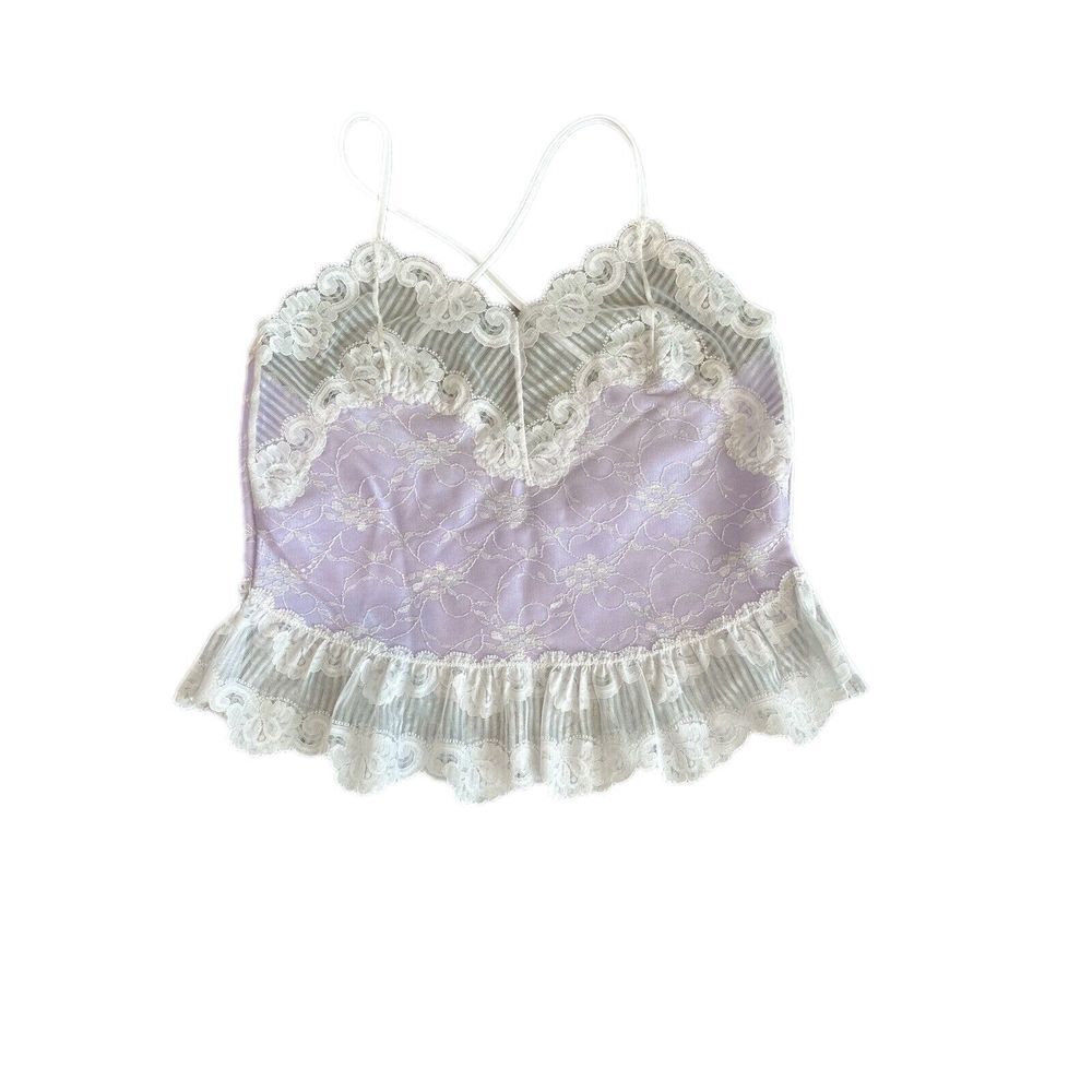Promise by‎ Poirette Vintage Purple Lace Lingerie Top Cottage Core Size 32